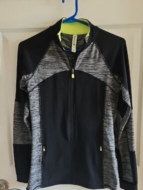 Kyodan Black Heather Gray Zip-Front Athletic Jacket with Neon Green Trim